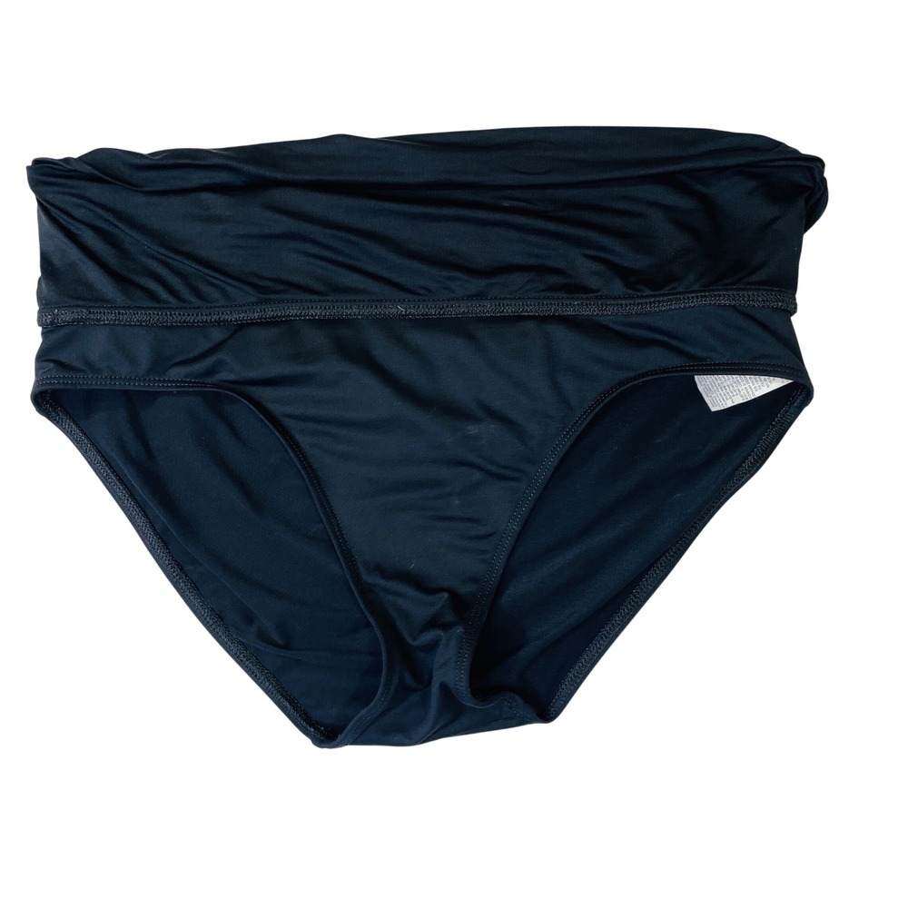 Lauren Ralph Lauren Black Foldover High Waist Bikini Bottom Swimsuit Womens 10